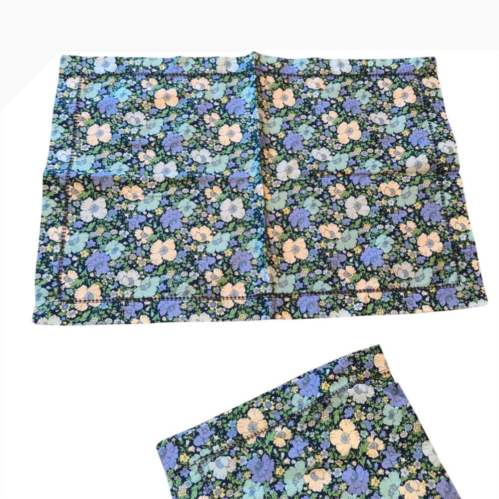 J. Crew Green Floral Cotton Placemat Set of Four Liberty London Preppy Cottage